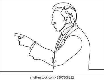 Young businessman thinking- continuous line drawing