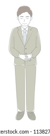 A young businessman who is bowing