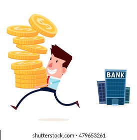 young businessman withdraw his saving from bank
