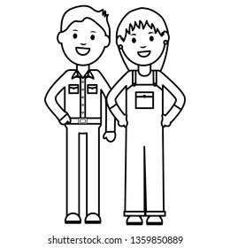 young businessman with woman builder