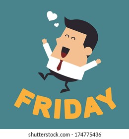 Young Businessman With the Word "Friday", Business concept