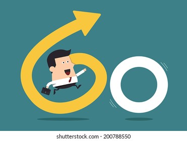 Young Businessman With the Word "Go", Business concept