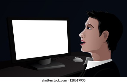 Young Businessman Working on Computer
