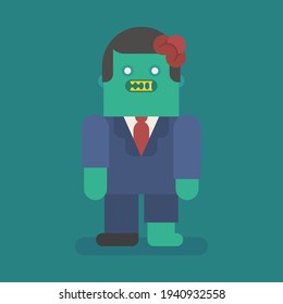 Young businessman zombie character. Vector character. Vector Illustration