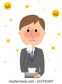 Young businessman,Hay fever