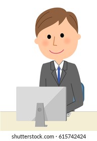 Young businessman,PC