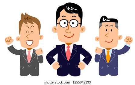Young businessman's team workers upper body