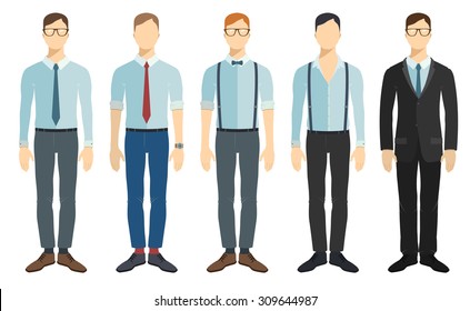 Young businessmen in flat style. Vector collection.