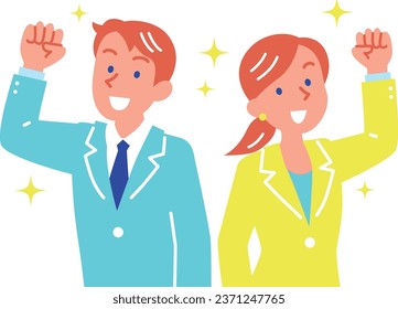 Young businessmen and women doing fist pumps