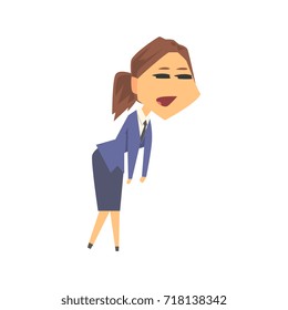 Young businesswoman character in formal wear feeling tired, business person having a lot of work cartoon vector illustration