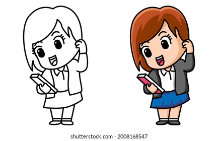 Young businesswoman coloring page for kids