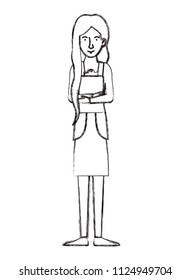 young businesswoman with documents character
