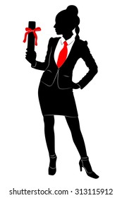 Young Businesswoman holds up her certificate