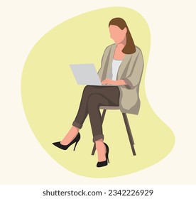 young businesswoman with a laptop vector