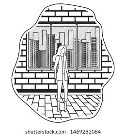 young businesswoman on the city