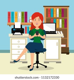 young businesswoman in the workplace office