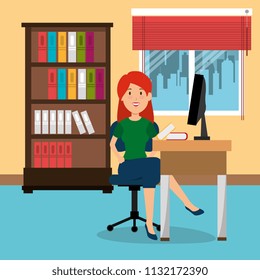 young businesswoman in the workplace office