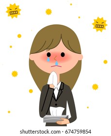 Young businesswoman,Hay fever