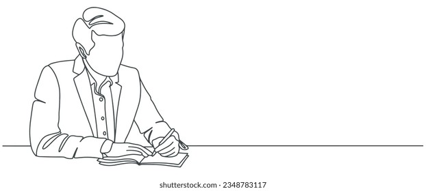 Young Bussines man line art vector illustration