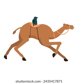 Young camel racing icon cartoon vector. Horse animal run. Middle east arab track