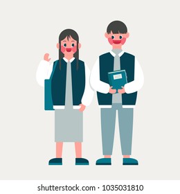 Young campus student couple, vector concept illustration flat design