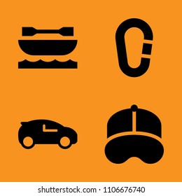 young, cap, rock and mountain icons set. Vector illustration for web and design