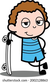 Young Cartoon Boy mit Skateboard