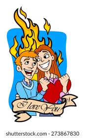 Young Cartoon Couple - Valentine Graphic