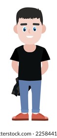 Young cartoon man in black t-shirt