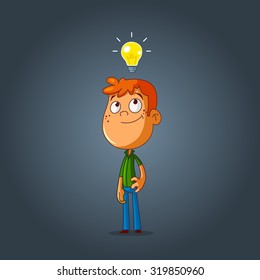 Young cartoon man has an idea