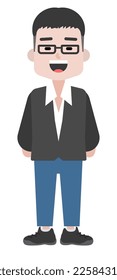 Young cartoon man in a suit