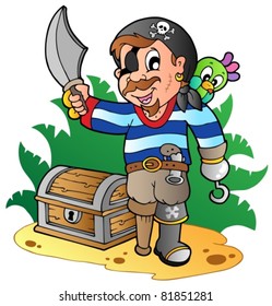 Young cartoon pirate 2 - vector illustration.