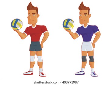 young cartoon volleyball players