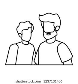 young and casual couple men characters