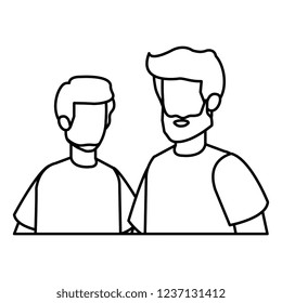 young and casual couple men characters
