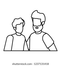 young and casual couple men characters