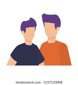 young and casual couple men characters