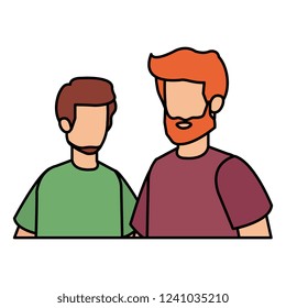 young and casual couple men characters