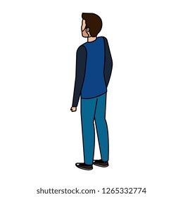 young and casual man back character