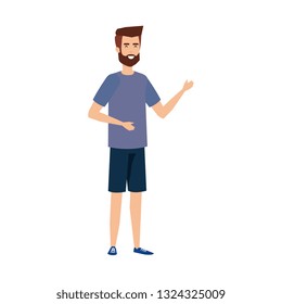 young and casual man with beard character