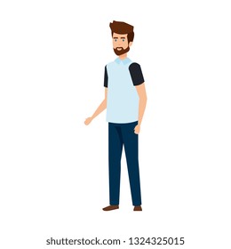 young and casual man with beard character