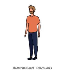 young and casual man with beard character