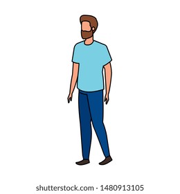 young and casual man with beard character