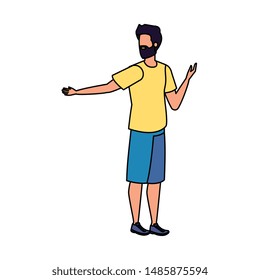 young and casual man with beard character