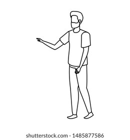 young and casual man with beard character