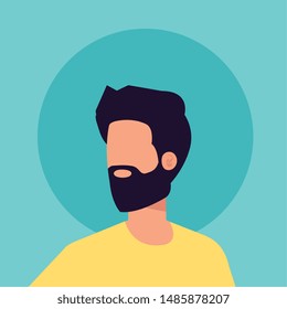 young and casual man with beard character