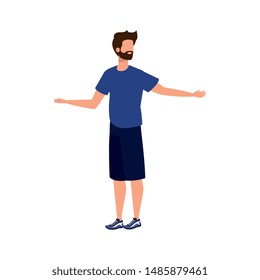young and casual man with beard character