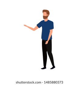 young and casual man with beard character