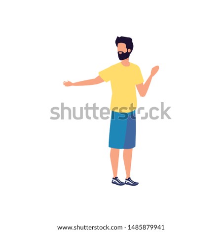 young and casual man with beard character
