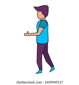 young casual man body without face wearing blue t shirt cartoon vector illustration graphic design